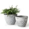 LA JOLIE MUSE Flower Pots Outdoor Garden Planters Indoor Plant Pots with Drainage Holes Plastic Marble Pattern Grey Set 2 86 75 Inch