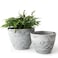 LA JOLIE MUSE Flower Pots Outdoor Garden Planters Indoor Plant Pots with Drainage Holes Plastic Marble Pattern Grey Set 2 86 75 Inch