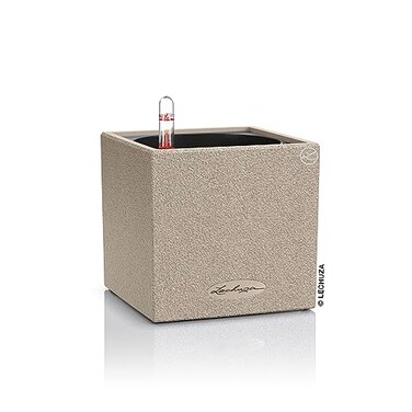 Lechuza Canto Stone 14 Sand Beige SelfWatering Small Square Planter H55 L55 W55 in