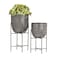 Deco 79 Metal Small Brushed Dome Planter with Removable Stand Set of 2 12 9H Gray