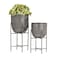 Deco 79 Metal Small Brushed Dome Planter with Removable Stand Set of 2 12 9H Gray