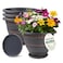 Usocik 10 Inch 4 Pack Plant Pots Plastic Flower Pot for Indoor Outdoor with Drainage Holes Saucer Plaid Pattern Planters Garden Pots for Herbs