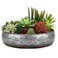 MyGift 11inch Galvanized Silver Metal Round Planter Bowl with BrassTone Pebbled Rim Handcrafted in India