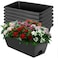 LOCONHA Window Box Planter Plastic Vegetable Flower Planters Boxes 17 Inches Rectangular Flower Pots with Saucers for Indoor Outdoor Garden Patio Home Decor 7 Dark Grey