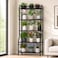 Yutrchey 5Tier Metal Plant Stand Heavy Duty Indoor Outdoor Flower Shelf for Multiple Pots 65 Tall Vertical Holder with Adjustable Leveling Feet WallFixing Kits Black