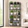 Yutrchey 5Tier Metal Plant Stand Heavy Duty Indoor Outdoor Flower Shelf for Multiple Pots 65 Tall Vertical Holder with Adjustable Leveling Feet WallFixing Kits Black