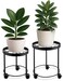 US Original Indoor Plant Stand with Wheels 2 Sizes Metal Rolling Flower Pot Risers for Potted Plants 12 10 Diameter
