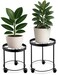 US Original Indoor Plant Stand with Wheels 2 Sizes Metal Rolling Flower Pot Risers for Potted Plants 12 10 Diameter