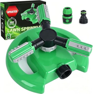 Hinastar Lawn Sprinkler Automatic Garden Irrigation System Upgrade 360 Degree Rotation Irrigation System Large Area Coverage Sprinkler for Yard Lawn Kids and Garden1PackLight Green