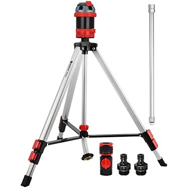 Eden 94156 PRO Metal Telescoping Tripod Adjustable 6Pattern Mobile Rotary Gear Drive Garden Sprinkler for Yard WPremium Quick Connect Starter Set