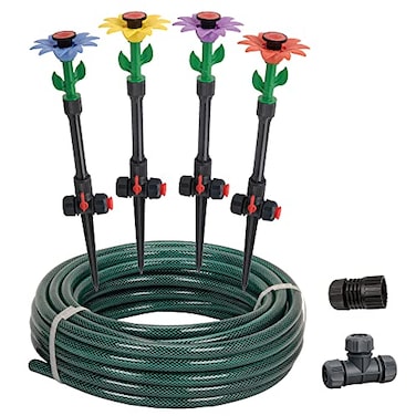 Eden 97065 Daisy AboveGround 50 Ft Garden Hose and Sprinkler System DIY Plant Watering Set