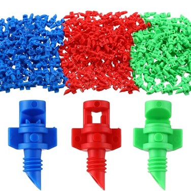 Tujoe 300 Pcs Misting Nozzle Sprayer 90180360 Degree Atomizing Micro Sprinklers Drip Ring Irrigation Emitters Sprinkler Nozzle Refraction Drip Emitters for Garden Agriculture Lawn