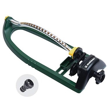 Melnor 65048AMZ Oscillating Sprinkler with Brass Nozzles and QuickConnect Product Adapter Set 3400 sq ft Amazon Bundle