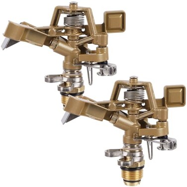 Biswing 12 Inch Impact Sprinkler 2 Pack Heavy Duty Zinc Alloy Lawn Sprinkler Head with Nozzle Adjustable 20360 Degree Large Coverage Pattern Watering Sprinkler for Grass Patio Garden Irrigation