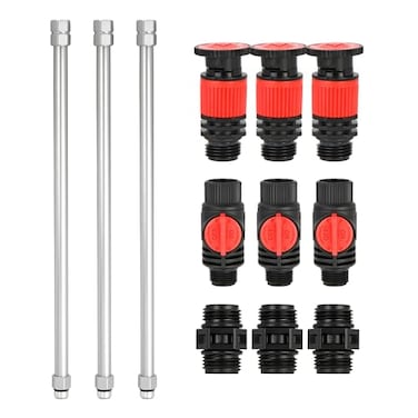 Eden 99989 MultiAdjustable Sprinkler with Metal Extension Set 12 pcs Connects to Most Standard 12 inch Threaded Lawn and Garden Watering System