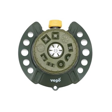 Vego Turret Pattern Sprinkler 9Pattern HeavyDuty Metal Base Up to 1115 sq ft Coverage