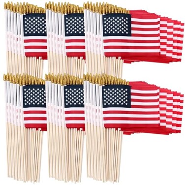 Uelfbaby 500 Pack Small American Flags on Stick 4x6 Inch Small US FlagsMini American Flag Hand Held Stick Flags with KidSafe Spear Top Independence Day Memorial Day Decorations