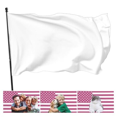 GRAXILON Custom Flag 3x5 Ft Personalized Flags with Photo Text Logo Funny Customized apestry Banners for Living Room Bedroom Outdoors 1 PC Blank White