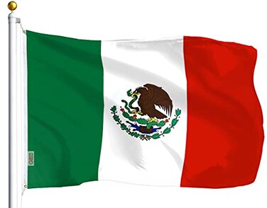 G128 Mexico Mexican Flag 3x5 Ft LiteWeave Series Printed 100D Polyester Country Flag Vibrant Colors Brass Grommets