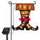 Qunlight Halloween Trick Or Treat Graden Flag lights without flag pole Double Sided Witch Feet Flag Banner 171172Inch 16 Warm White LED with 8modes Solar Panel Decorations for OutdoorYard Home