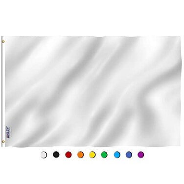 Anley Fly Breeze 3x5 Foot Solid White Flag Vivid Color and Fade proof Canvas Header and Double Stitched Plain White Flags Polyester with Brass Grommets 3 X 5 Ft