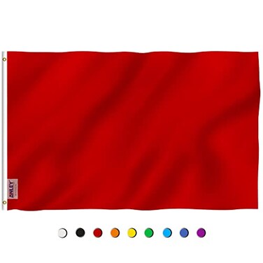 Anley Fly Breeze 3x5 Foot Solid Red Flag Vivid Color and Fade proof Canvas Header and Double Stitched Plain Red Flags Polyester with Brass Grommets 3 X 5 Ft