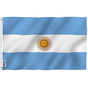 Anley Fly Breeze 3x5 Foot Argentina Flag Vivid Color and Fade proof Canvas Header and Double Stitched Argentinian National Flags Polyester with Brass Grommets 3 X 5 Ft