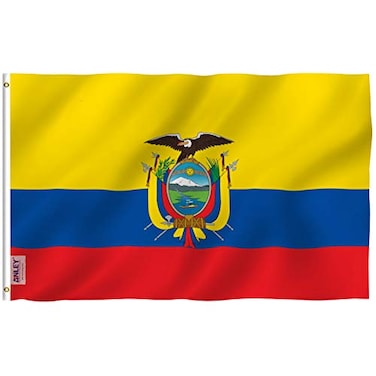 Anley Fly Breeze 3x5 Foot Ecuador Flag Vivid Color and Fade proof Canvas Header and Double Stitched Ecuadoran National Flags Polyester with Brass Grommets 3 X 5 Ft