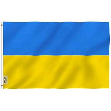 Anley Fly Breeze 3x5 Foot Ukraine Flag Vivid Color and Fade proof Canvas Header and Double Stitched Ukrainian National Flags Polyester with Brass Grommets 3 X 5 Ft