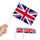 Anley British Union Jack UK Mini Flag 12 Pack Hand Held Small Miniature Great Britain Flags on Stick Fade Resistant Vivid Colors 5x8 Inch with Solid Pole Spear Top
