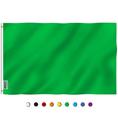 ANLEY Fly Breeze 3x5 Foot Solid Green Flag Vivid Color and Fade Proof Canvas Header and Double Stitched Plain Green Flags Polyester with Brass Grommets 3 X 5 Ft