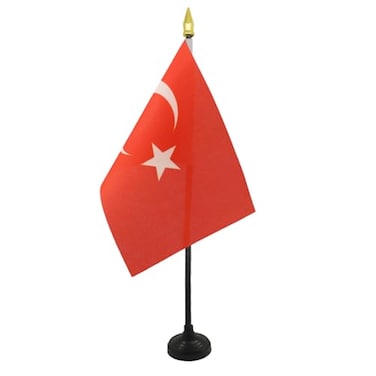 AZ FLAG Turkey Table Flag 4 x 6 Turkish Desk Flag 15 x 10 cm golden spear top