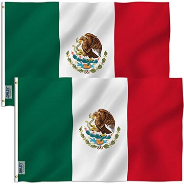 Anley Pack of 2 Fly Breeze 3x5 Foot Mexico Flag Vivid Color and Fade proof Canvas Header and Double Stitched Mexican MX National Flags Polyester with Brass Grommets 3 X 5 Ft