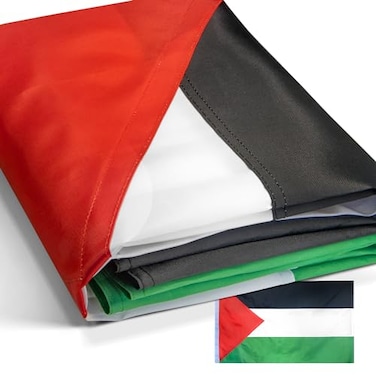 Anley EverStrong Series Palestine Flag 3x5 Ft Heavy Duty Canvas Header 4 Rows of Lock Stitching Palestinian National Flag with Brass Grommets 3 X 5 Ft