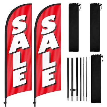 FSFLAG Sale Feather Flags 8Ft Swooper Feather Flag for Sale Business 2Pack Red