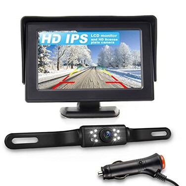 JPP HD Backup Camera and Monitor Kit 43 IPS FHD Color Display Waterproof Night Vision License Plate Reverse Camera for CarRVTruckPickup