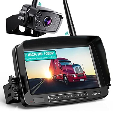 Vosaplk Nuoenx Wireless Backup Camera 7 Inch Monitor Rear View Camera System for RV Trailers Trucks 5th Wheels Support 2 Cameras IP69 Waterproof 18 LED IR Night Vision 152 View Camera DIY Guide Lines