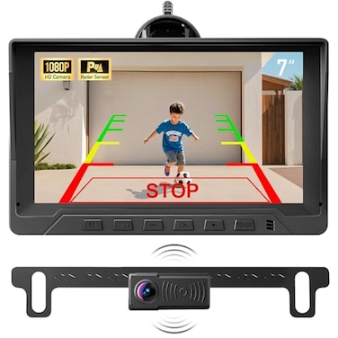 Seventour 1080P Backup Camera with Backup Sensors Parking Distance Control PDC System Back up Camera Waterproof Clear Night Vision Rear View Camera with 7 Monitor for CarsTruckSUVRVVanTrailer