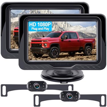 LeeKooLuu Backup Camera Ease Install for 2 Cars 2Pack Plug Play HD 1080P Rear View Camera Kit Waterproof Night Vision for Car Truck SUV Van