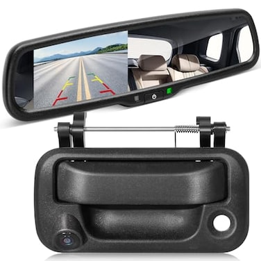 EWAY Tailgate Handle Backup Reverse Camera with 43 Rear View Mirror Monitor Kit for 20042016 Ford F150 F250 F350 F450 F550 Super Duty Tailgate Latch Handle Rear Camera Rearview Mirror Replacement