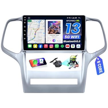 Fortdows 8Core Car Radio for Jeep Grand Cherokee 2011 2012 2013 Upgrade 9 Touchscreen Car Stereo with Wireless CarPlay Android Auto GPS 36EQ Bluetooth50 1080P Backup Camera Voice Control SWC