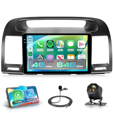 Rimoody 4G64G Android Car Stereo Carplay for Toyota Camry 2000 2001 2002 2003 2004 2005 2006 9 Inch Touch Screen Car Radio with GPS WiFi Bluetooth FM Mirror Link Android Auto Backup Camera