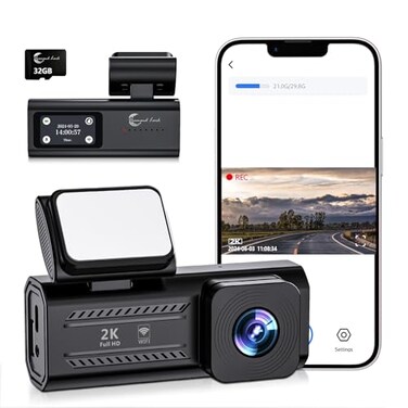 Diamond Lark 2K Front Dash Cam with WiFi 1440P Dash Camera for Cars with Free 32GB Card Dashboard Dashcam 147 LCD Screen 170Wide Angle 24H Parking Mode Night Vision Detachable Bracket