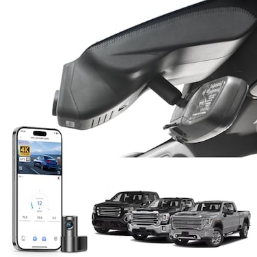 Mangoal Front 4K Rear 1080P Dash Cam Custom fit for GMC Sierra 1500 20222026 HD 20242026 Pro SLE Elevation SLT AT4X Denali Ultimate Model C Integrated OEM Look GPS 128GB Card