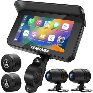 Tenbaba Professional 5 Motorcycle Carplay with Android Auto Motorbike Dash CamCamera Moto GPS Navigation TPMS Pantalla para Moto Waterproof GSensor SiriGoogle Voice 128GB TF Card