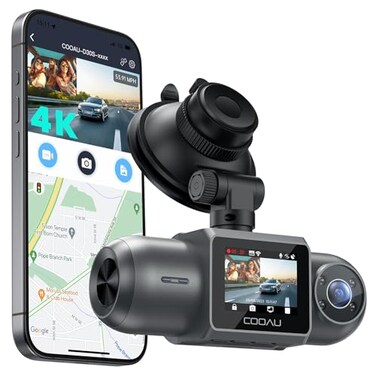 COOAU D30S 4K Dash Cam with GPS WiFi Front and Inside Dual 25K 1080P Uber Car Camera with Infrared Night Vision Supercapacitor 4 IR LEDs GSensor Parking Mode Loop Recording
