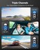 WOLFBOX i07 3 Channel Dash Cam Builtin WiFi GPS 4K Dash Camera Front and Inside 1440P1080P1080P Triple Car Camera with 3 LCD Screen 32GB Card Included IR Night Vision 24H Parking Mode