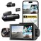 WOLFBOX i07 3 Channel Dash Cam Builtin WiFi GPS 4K Dash Camera Front and Inside 1440P1080P1080P Triple Car Camera with 3 LCD Screen 32GB Card Included IR Night Vision 24H Parking Mode