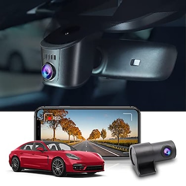 Fitcamx 4K Dual Dash Cam Adapts for Porsche 911 992 Cayenne 9YA 9Y0 9Y3 Panamera 971 Taycan Model A OEM Look Front 2160PRear 1080 HD Video WiFi APP Loop Recording Parking Sensor 128GB Card