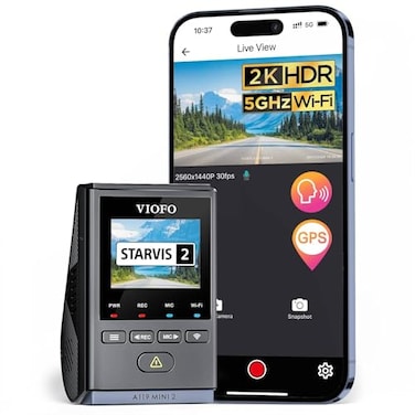 VIOFO Dash Cam A119 Mini 2 STARVIS 2 Sensor 2K 60fpsHDR 30fps Voice Control Car Dash Camera with 5GHz WiFi GPS Night Vision 20 24H Parking Mode Supercapacitor SD Card Not Included